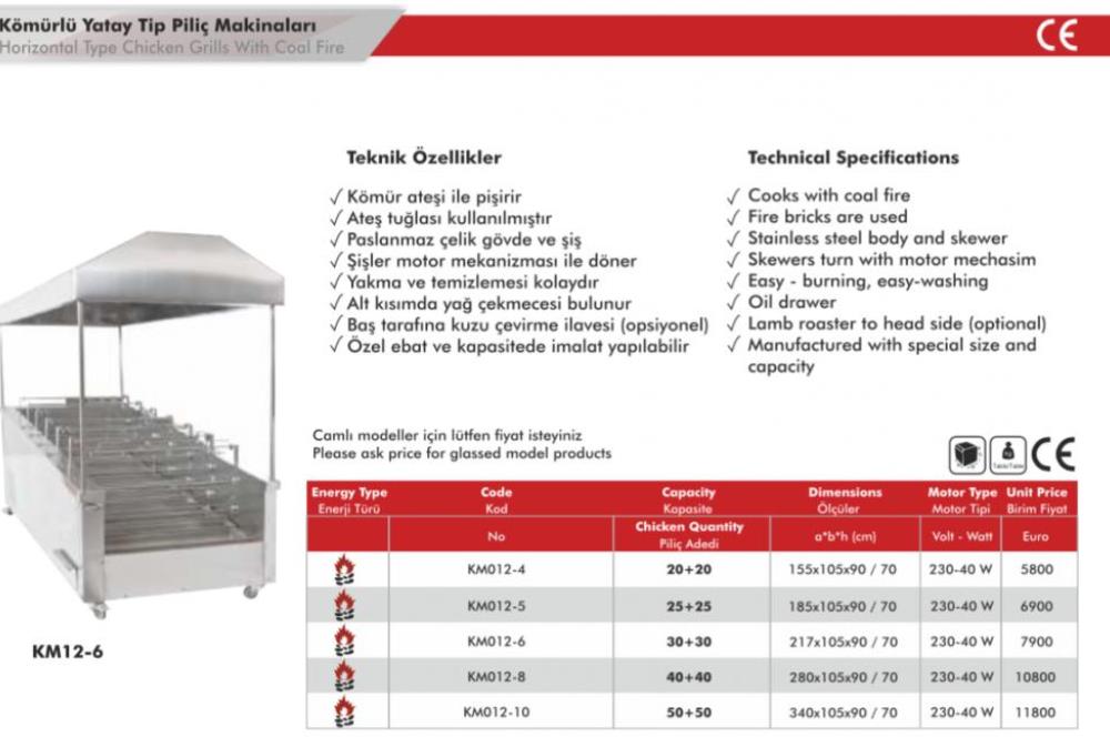 Horizontal Chicken Grill With Charcoal Fire 20+20